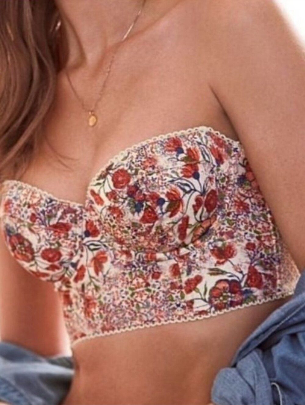 Victorias Secret Dream Angels Floral Strapless Bra Size 34D NWOT